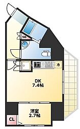 YMKNANBA 1DKの間取図画像