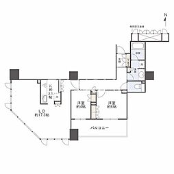 ブランズタワー大阪本町 2LDKの間取図画像