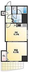 グランデージ難波西 1DKの間取図画像