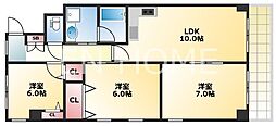 パレーシャル難波 3LDKの間取図画像