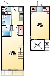 Aden江戸堀 1LDKの間取図画像