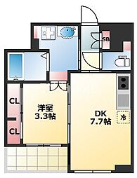 アリス・マナーガーデン谷町 1LDKの間取図画像