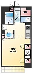 KDX堺筋本町レジデンス ワンルームの間取図画像