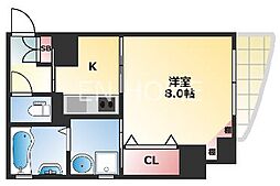 パークヒルズ上本町壱番館 1Kの間取図画像