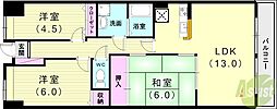 プラザハイツ二ツ屋F棟 3LDKの間取図画像