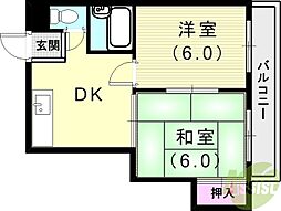 バンドーム大津和 2DKの間取図画像
