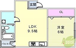 ジャスティスハイツ 1LDKの間取図画像