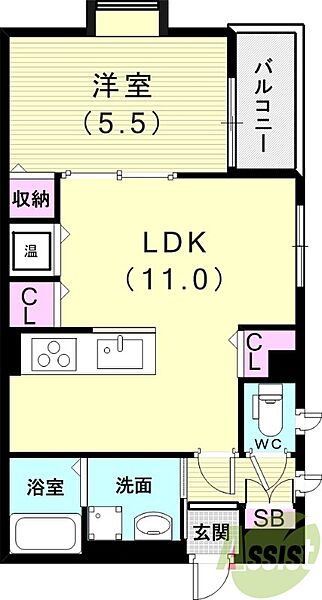 パークTAKASHO ｜兵庫県明石市鷹匠町(賃貸アパート1LDK・3階・40.00㎡)の写真 その2