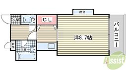 獅堀ハイツ 1Kの間取図画像