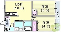 セイシェル長田山手 2LDKの間取図画像