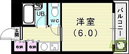 ヴィラ大倉 1Kの間取図画像