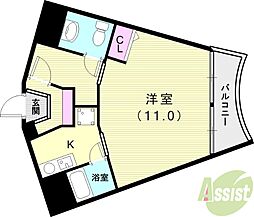 アンペリエ 1Kの間取図画像