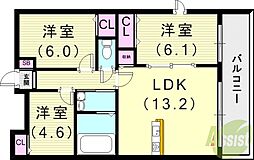 サンビラ24 3LDKの間取図画像