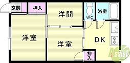 サンヒルズ須磨 3DKの間取図画像