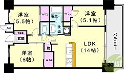 リビオシティ神戸名谷 3LDKの間取図画像
