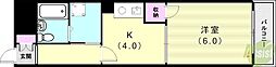 シャトルウッド 1DKの間取図画像