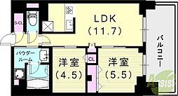 Alivis西神中央 2LDKの間取図画像