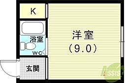 ルミエール神戸高雄台 ワンルームの間取図画像