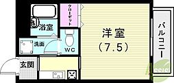 グリーンシャトレ2 1Kの間取図画像