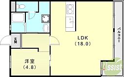 白川コーポレーションビル 1LDKの間取図画像