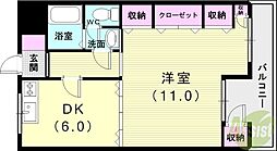 ロイヤルコーポ吉田 1DKの間取図画像