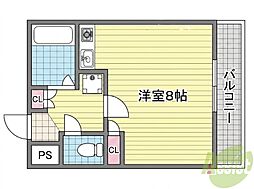 コウジィーコート枝吉 ワンルームの間取図画像