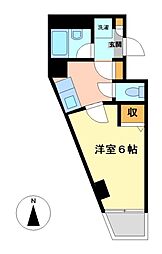 ベルコートウエスト 1Kの間取図画像