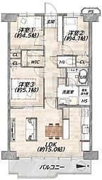 ネオコーポ北加賀屋 3LDKの間取図画像