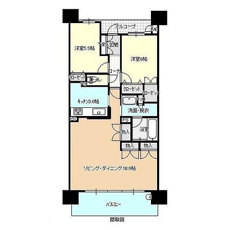 2LDKの間取りです。