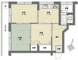 シャルマン青木 3DKの間取図画像