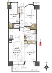 フォルスコートグランマークス 3LDKの間取図画像