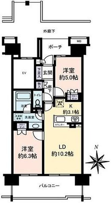 2LDK 間取り