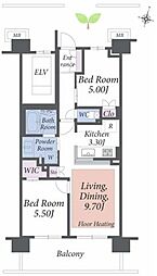 オープンスクエア川口 2LDKの間取図画像