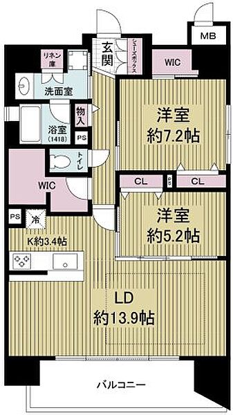 レジュールアッシュ谷町四丁目グランクラス ｜大阪府大阪市中央区谷町4丁目(賃貸マンション2LDK・2階・80.18㎡)の写真 その2