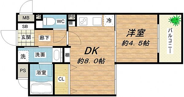 イグレック南本町 ｜大阪府大阪市中央区博労町1丁目(賃貸マンション1DK・4階・30.85㎡)の写真 その2