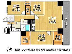 ネオコーポ大津湖城ケ丘A棟 3LDKの間取図画像