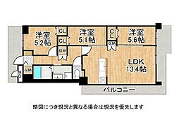 朝日プラザ伏見東 3LDKの間取図画像