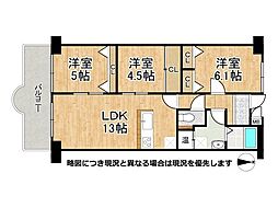 ヴィオス北大路 3LDKの間取図画像