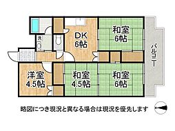 向島ニュータウン第三街区3-C棟 3DKの間取図画像