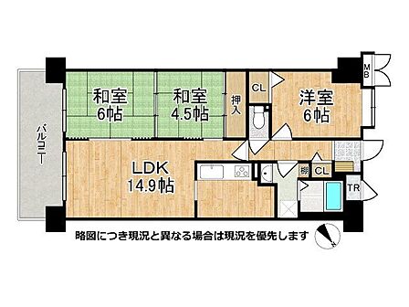 豊富な収納と独立したキッチンが魅力の3LDKです。