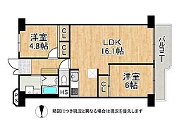 大津スカイハイツ 2LDKの間取図画像
