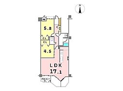 メイツ瑞穂公園 2LDKの間取図画像