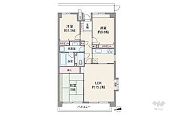 サンライフ東川口 3LDKの間取図画像