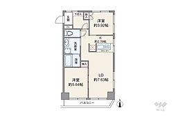 双葉町マンション 2LDKの間取図画像