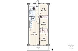 芝園ハイツ2号棟 3LDKの間取図画像