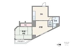 堤マンション 1LDKの間取図画像