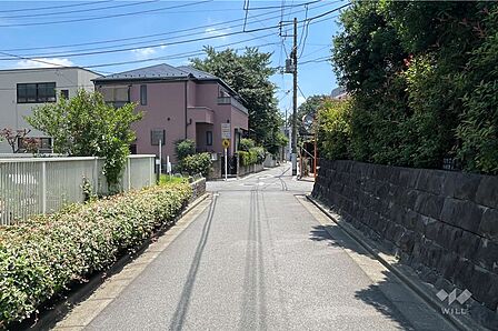 敷地の南側前面道路（西側から）