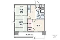 板橋蓮根台ダイヤモンドマンション 3Kの間取図画像