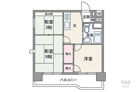 間取りは、42.76平米の3K。