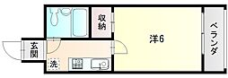 カスティーヨ泉二番館 1Kの間取図画像